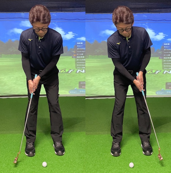 パター,5時から7時の振り幅でストローク