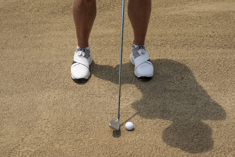 バンカーショット,ボール位置