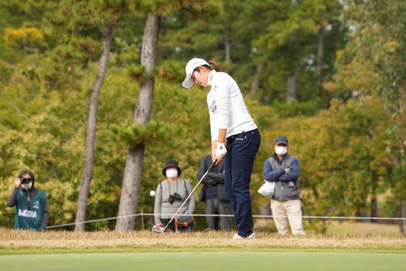 稲見萌寧のウェッジスイング（アプローチ）連続写真【2021年JLPGAツアーチャンピオンシップリコーカップ】