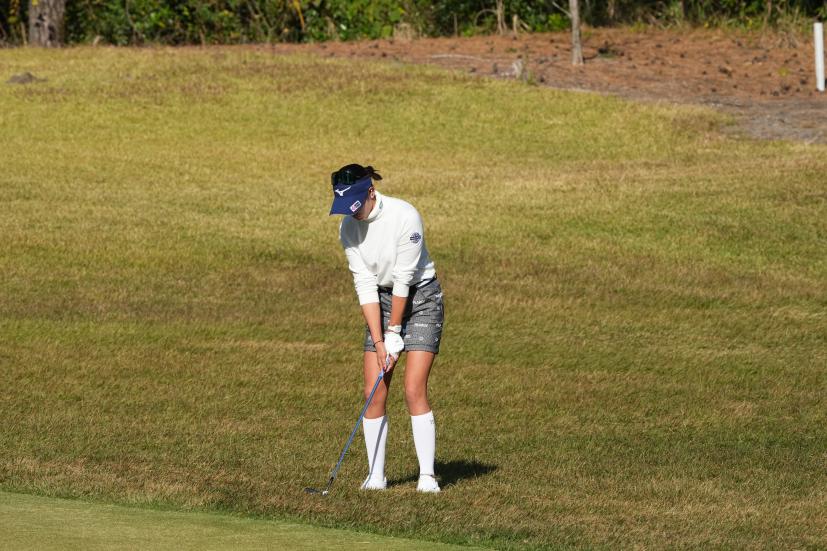 原英莉花のウェッジスイング（ラフ）連続写真【2021年JLPGAツアーチャンピオンシップリコーカップ】