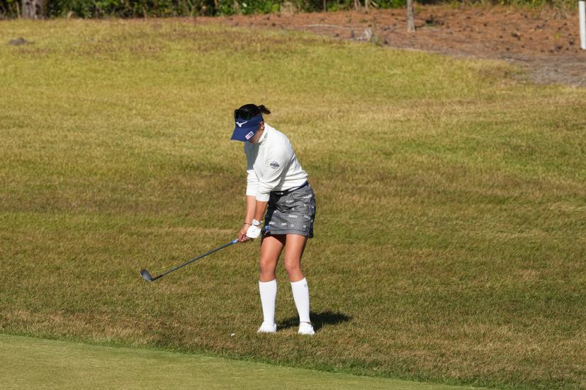 原英莉花のウェッジスイング（ラフ）連続写真【2021年JLPGAツアーチャンピオンシップリコーカップ】