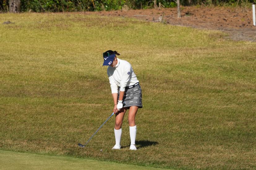 原英莉花のウェッジスイング（ラフ）連続写真【2021年JLPGAツアーチャンピオンシップリコーカップ】