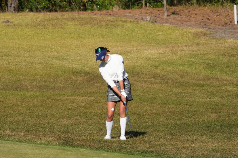 原英莉花のウェッジスイング（ラフ）連続写真【2021年JLPGAツアーチャンピオンシップリコーカップ】