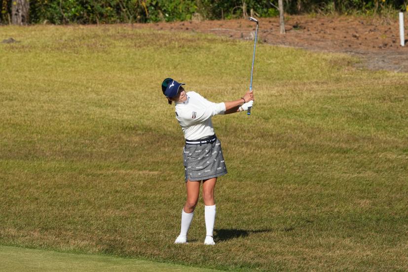 原英莉花のウェッジスイング（ラフ）連続写真【2021年JLPGAツアーチャンピオンシップリコーカップ】