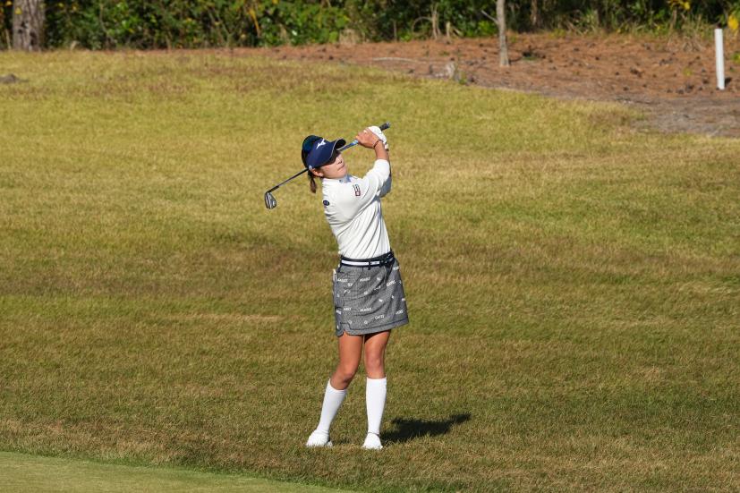 原英莉花のウェッジスイング（ラフ）連続写真【2021年JLPGAツアーチャンピオンシップリコーカップ】