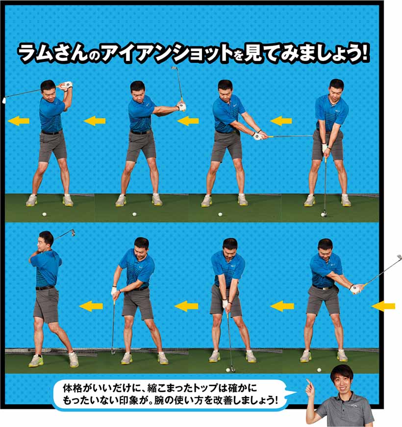 ラムさんのアイアンショットを見てみましょう!