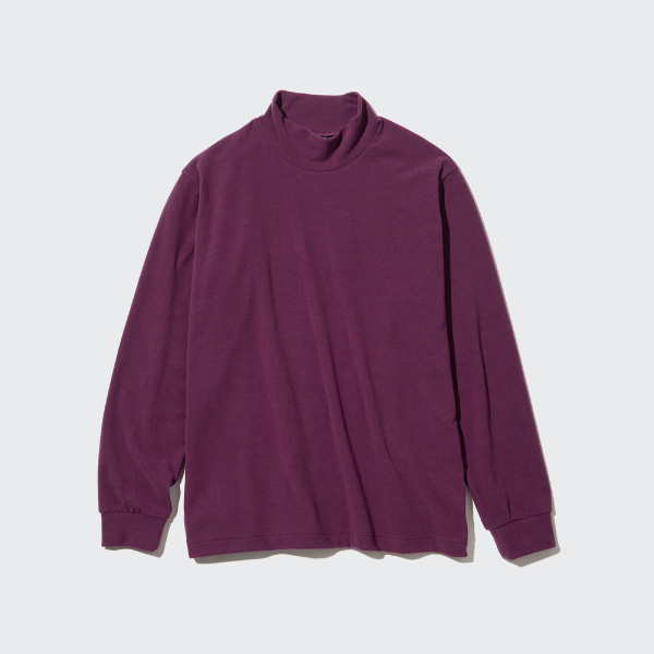 ストレッチフリースモックネックT,ユニクロ