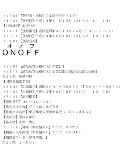 オノフの登録商標