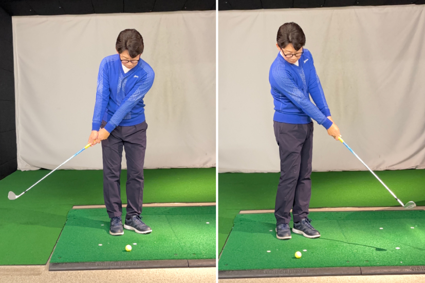 体の回転主体のスイングを心がける