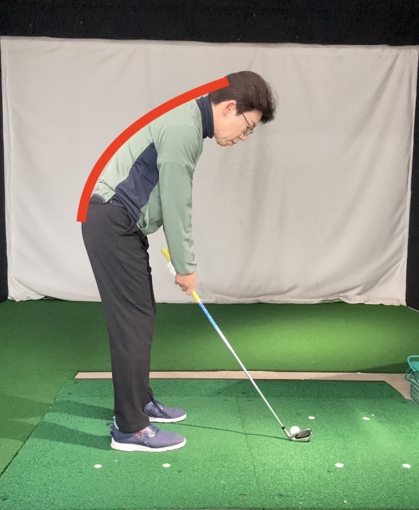 背中が丸いアドレス