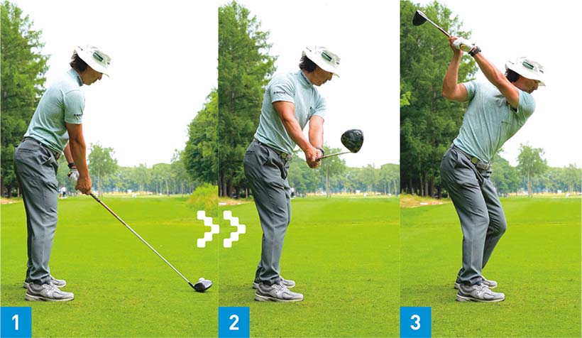 レイドオフのトップによって、ダウンスイングの軌道がオンプレーンになり、スイング軌道が安定した。