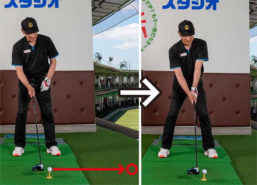 最初にフェース面をスパットに真っすぐ向ける。その後のアドレスを完成させるまでの自分の所作を一定させよう。