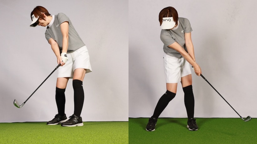 スイングではフォローを低く出すことを心がけよう。