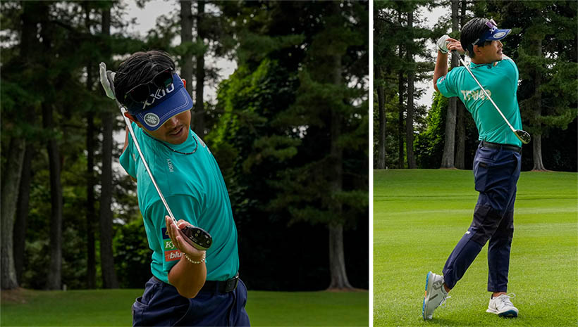 フィニッシュ側にも回しておけば、振り抜き感覚がスムーズになる。