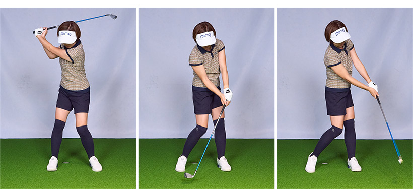 ゴルフクラブはフェースが開きやすい構造。何も考えずに素振りをすると誰がやってもフェースは開いてしまう。