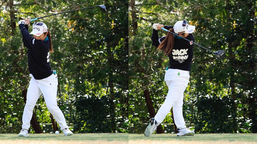 女子プロとアマチュアのスイングをデータで比較すると腰や肩の回転量が違う。これはもって生まれたものの違いなので真似しようとしてもできない。